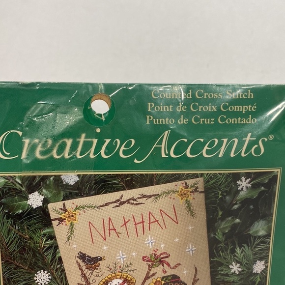 Creative Accents cross stitch stocking 3 snowmen - Picture 3 of 6